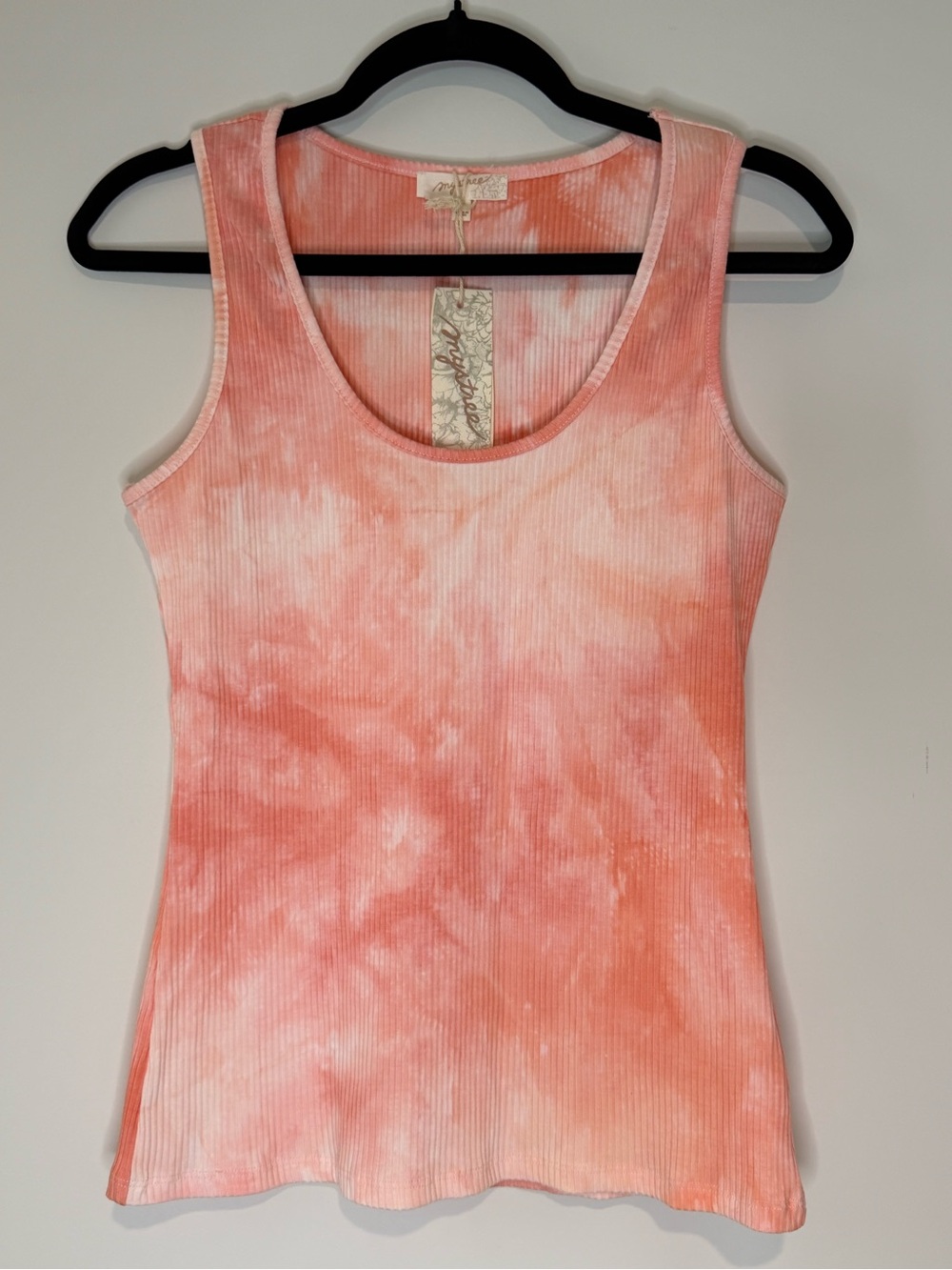 Mystery - Sleeveless Tie-Dye Ribbed Tank Top - Coral Pink
